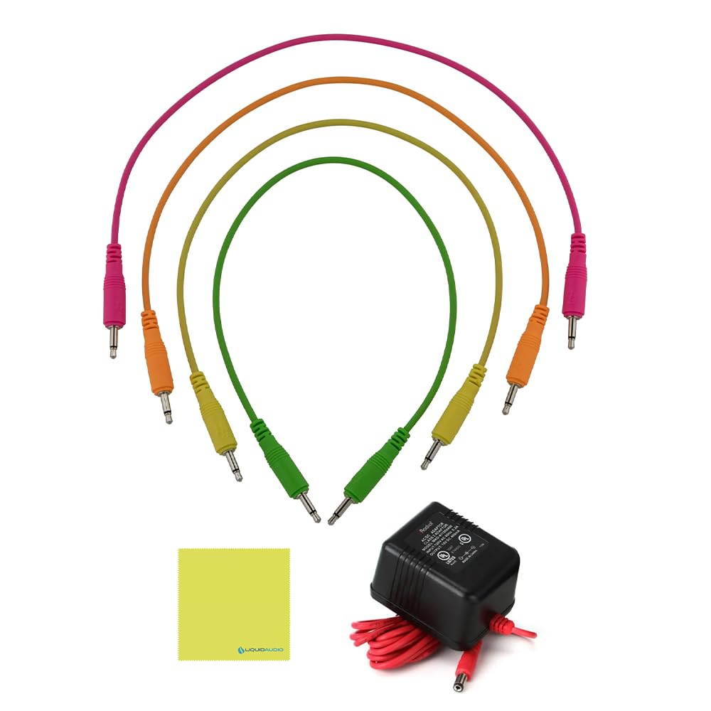 Radial Engineering Key-Largo Keyboard Mixer, USB Interface and Performance Pedal Bundle with Pig Hog 4X Neon Mono Patch Cables and Liquid Audio Polishing Cloth