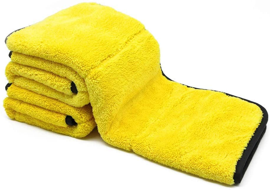 Image of Auto Hub Microfiber Cloth for Car - 600 GSM (40x40 CM) Car Cleaning Cloth, Thick Plush, Lint Free, Streak Free Microfiber Cloth for Bike & Car Washing & Drying Pack of 3-Yellow