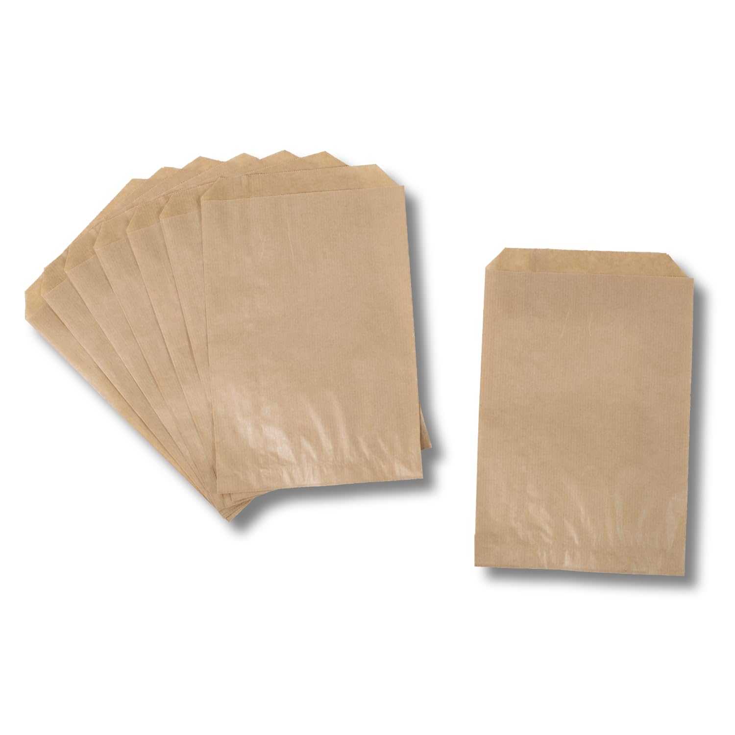 dm-folien Bolsas de papel, 2000 unidades, 160 x 230 + 20 mm, muchos tamaños, bolsas de papel de estraza de 40 g/m², bolsas de pan aptas para alimentos, bolsas de papel kraft reciclables para regalos y