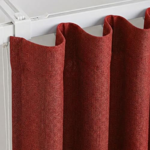 Image of FRESH FROM LOOM Jute Light Block 10 ft Parde | 10 ft Door Curtains for Slider Track | Non-Ring Curtains | Non-Ring Curtains | S-Wave Pleat | Door parda | Parde (Size - 10ft, Orange,1pc)
