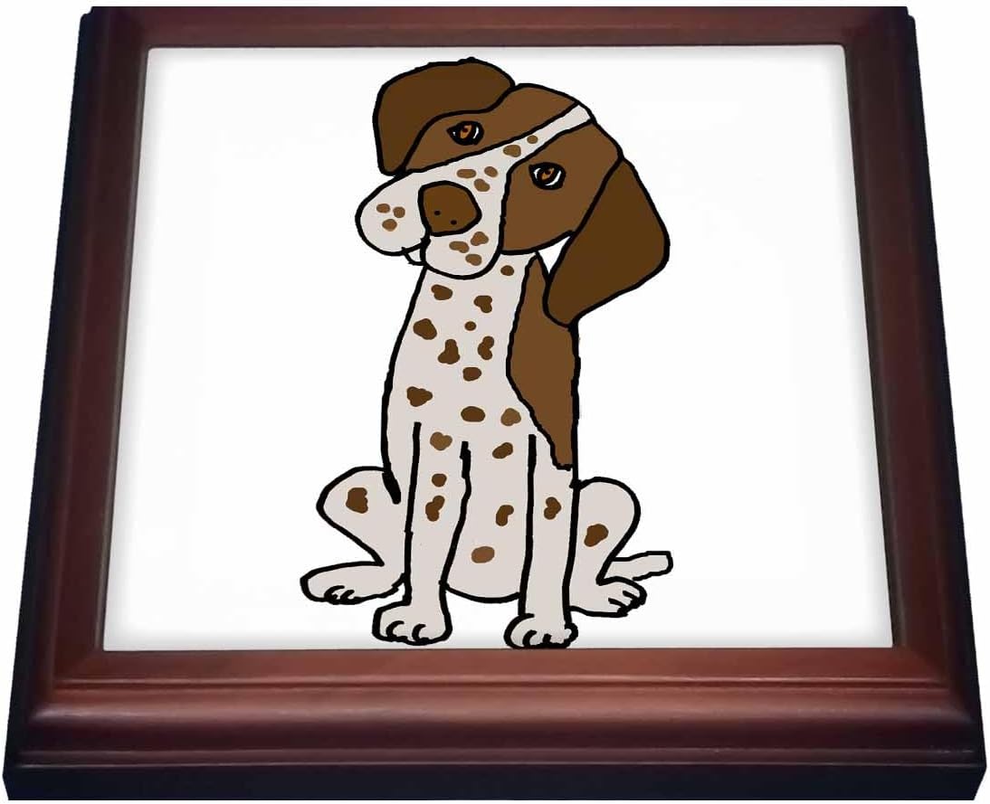8x8 Trivet with 6x6 Ceramic Tile - Funny Cute German Short-haired Pointer Puppy Dog Cartoon Pets