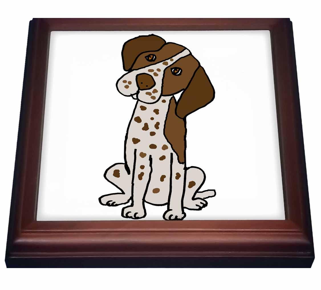 3dRose Funny Cute German Shorthaired Pointer Puppy Dog Cartoon Trivet with Tile, 8 by 8