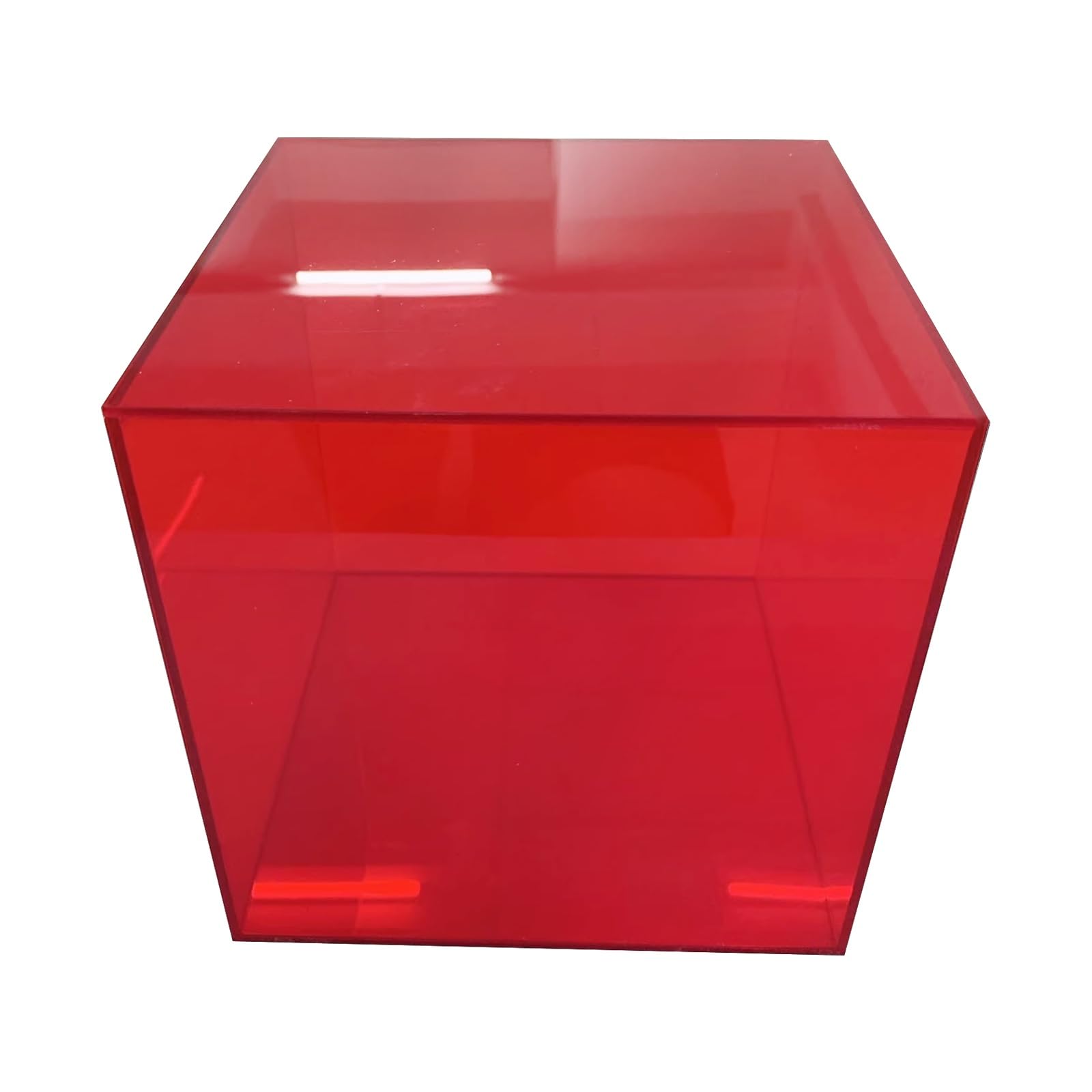 Cajas expositoras apilables de acrílico transparente, cubos de 5 lados para manualidades, colecciones, exposiciones y ferias (rojo, 50 x 50 x 40 cm) - Nizer transparente