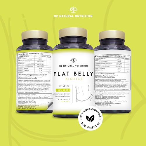 Kulturen Komplex Darmsanierung, 30 Mrd KBE, 6 Bakterienstämme, Darmbakterien, L. Gasseri, Garcinia, Ingwer, Mate, Chromium & Cayenne. Darmkur 30 vegane Kapseln. N2 Natural Nutrition