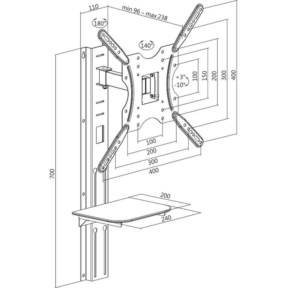 LogiLink BP0048 supporto da parete per tv a schermo piatto 139,7 cm (55") Nero, Acciaio inossidabile