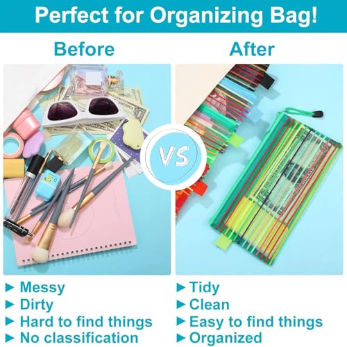 Image of Fainne 120 Pack Mesh Pencil Pouch Mesh Zipper Pouch 9 inch x 4.7 inch Pencil Case Bulk Multipurpose Cosmetics Toiletry Small Bag for Office Travel(Multicolored Stripes Colors)