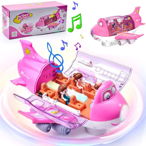 LEEWENYAN Electric Airplane Toy for Toddlers 360° Rotating Aeroplane Toys with LED Light & Music