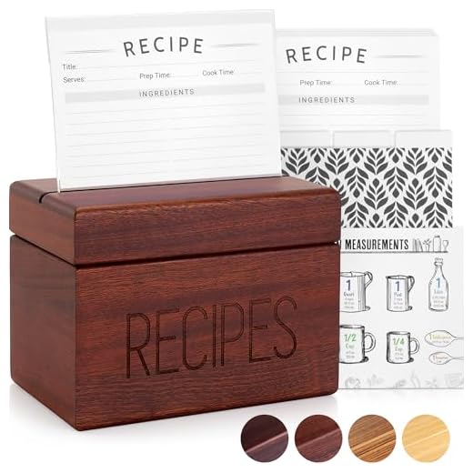 Apace Living Caja de recetas Sapele con tarjetas y divisores de Apace - Caja para tarjetas de madera de estilo vintage de 4 x 6 con soporte para recetas - Exclusivamente de la colección Premier