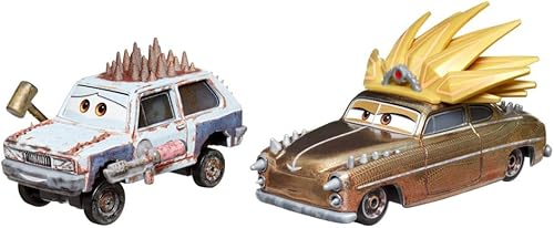 Disney Cars On The Road 2023 Mattel 1:55 Escala fundida a troquel Paquete de 2 unidades Road Rumbler Jeremy y Chieftess