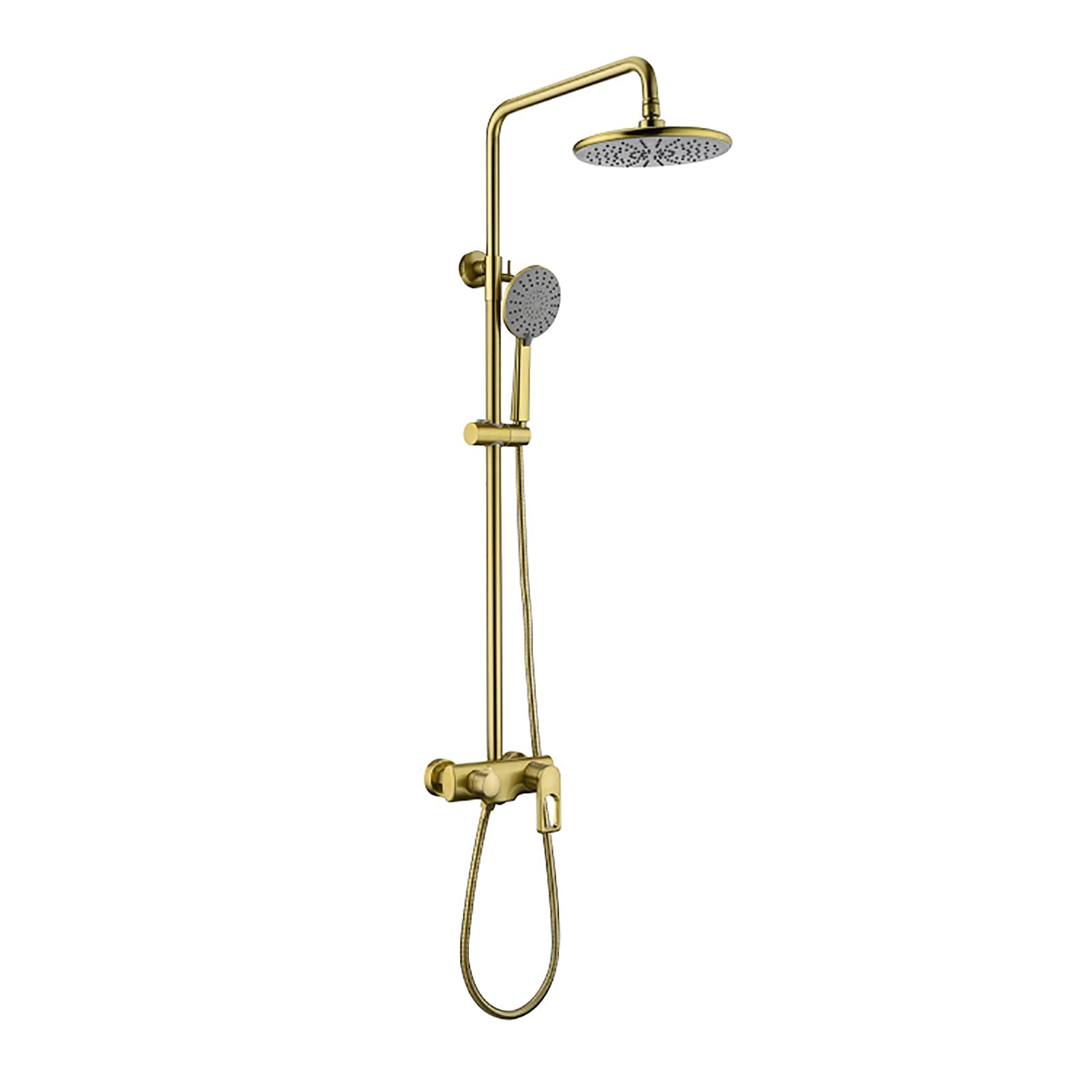 Robinet de douche mural en or brossé haute qualité, pommeau de 25,4 cm et douchette