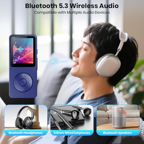 Image of AUDIOCULAR M61 MP3 Player with Bluetooth 5.3, Built-in Speaker, FM Radio, 16 /32GB Integrated SD Card Storage (Up to 128GB), Type-C Charging