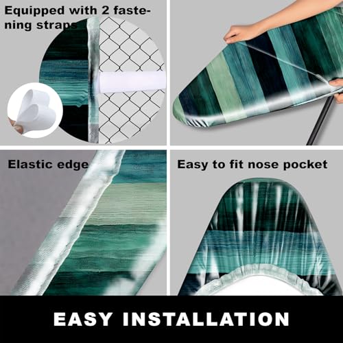 Image of Ironing Board Cover 15x54 Inch- Standard Cotton Cover with Strong Elastic Edge & Stain Resistant Surface (Stripe, 15 inch x 54 inch)