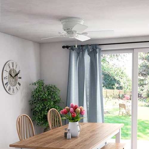 Image of Hunter Low Profile IV, Indoor, Ceiling Fan, No Light, 42 inch, Snow White