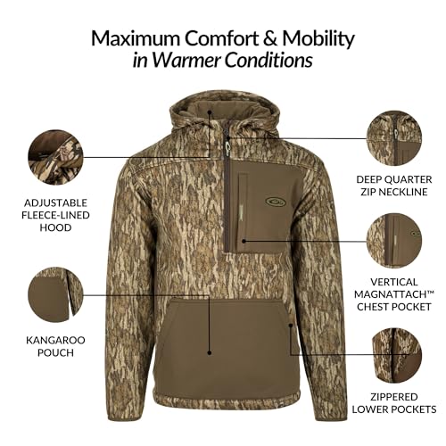 Drake Waterfowl Men's MST Endurance Hunting Warm Quarter-Zip Fleece Lined Hoodie w/Kangaroo Pouch & Magnattach Chest Pocket2