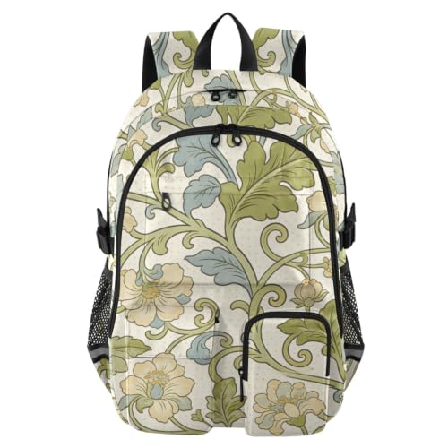 Mochila escolar William Morris de flores retro para laptop y libros de adolescentes y niños
