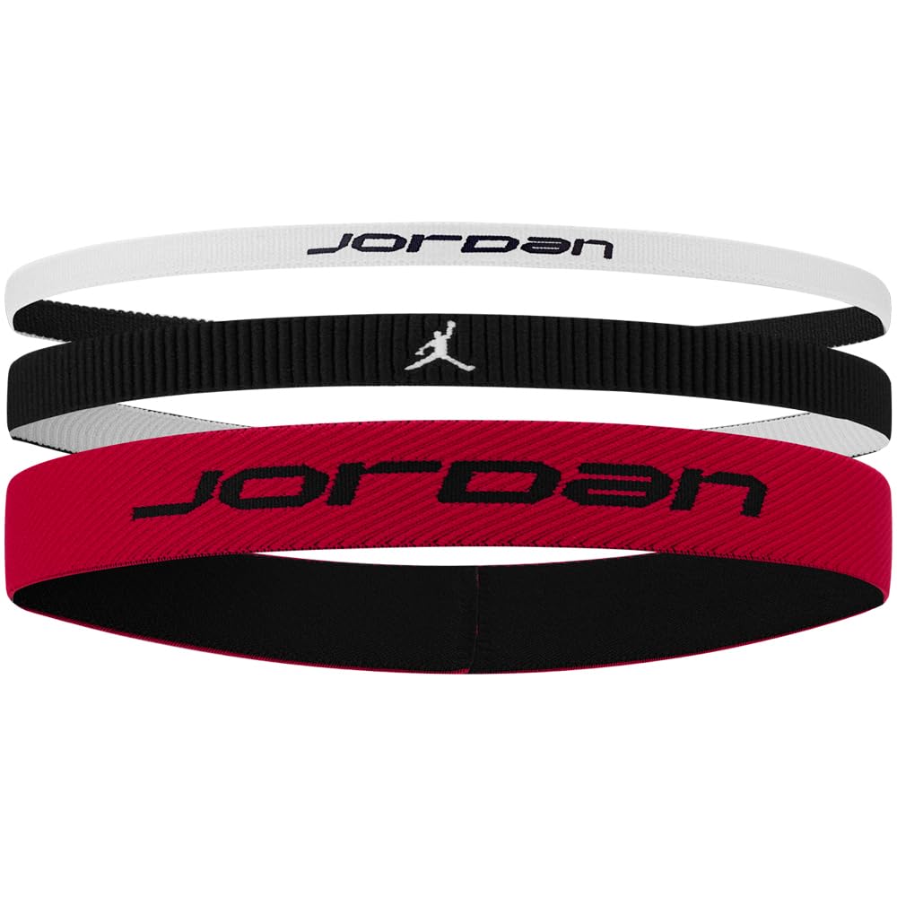 Nike Jordan Elastic Sport Mixed Width 3 PK Fascia per capelli da donna White/​Gym Red/​Black One Size