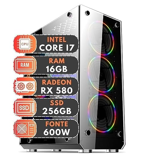 PC Gamer Intel Core i7 3ª Geração 16GB RAM Radeon RX 580 8GB SSD 256GB 600W 3green Extreme 3E-010