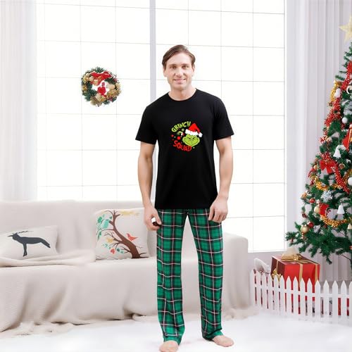TBD DECOR Christmas Pajamas for Family Matching Sets Holiday PJS Sets with T-Shirt and Pants Xmas Jammies for Couples4