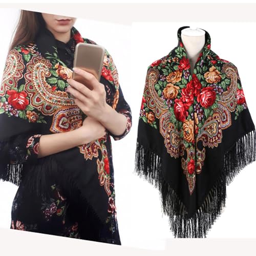 Women's Embroidered Oversize Tassel Shawl Scarf Wraps for Women - Scarfs for Women Pashmina Silky Shawl Wrap4