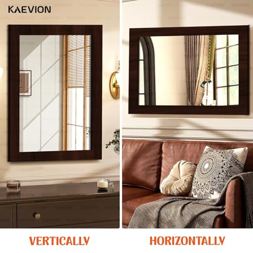 Image of Wall Hanging 1.75ft Brown Waterproof PVC Framed Mirror |Wall Mirror for Bedroom or Bathroom Home Decor Wall Mount Living Room Vanity Farmhouse| washroom Mirror for Wall