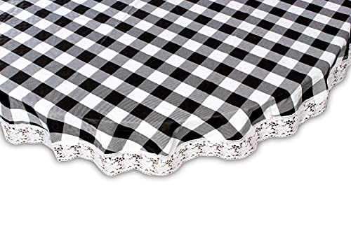 Image of The Furnishing Tree Round Shaped Center Table Cover WxL 48x48 inches with White Border lace