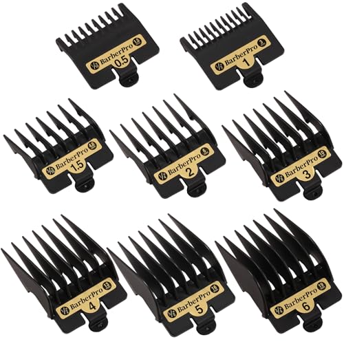 8PACK Premium Clipper Guards Compatible with BaByliss Barberology FX825 FX870 FX880 and FX673 Trimmer Replacement Guards for Babyliss Clippers Black