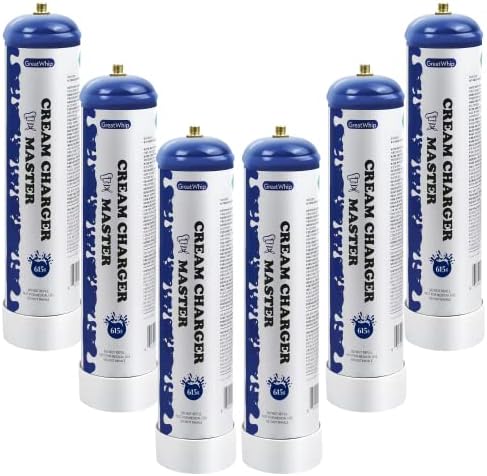 GreatWhip Whipped Cream Chargers, 615g Whip Cream Charger Cylinder, 6 Cylinders (1 Carton)