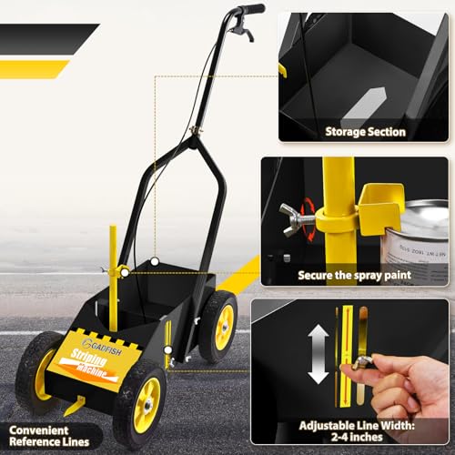 GADFISH Heavy Duty Striping Line Marking Machine, Compatible with Inverted Marking Spray Paint, Parking Lot Striping Machine for Fast and Accurate Marking, Line Striper - Black