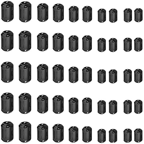 yarachel 50PCS Ferrite Ring Core Ferrite Beads Clip RFI EMI Noise Suppressor Cable Clip for 3.5mm/ 5mm/ 7mm/ 9mm/ 13mm Diameter Cable Cover