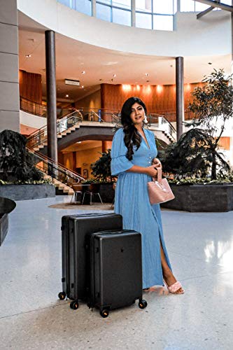 LEVEL8 Elegance PC Matte Hardshell Luggage Set, 20" Carry-On and 24" Checked Medium Luggage - Black2