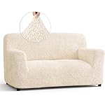 PAULATO BY GA.I.CO. Loveseat Slipcover - Oversized Chair Cover - Stretch Couch Cover - Cushion Love Seat Sofa Cover - 1-Piece Form Fit Washable Protector - Microfibra Collection - Cream