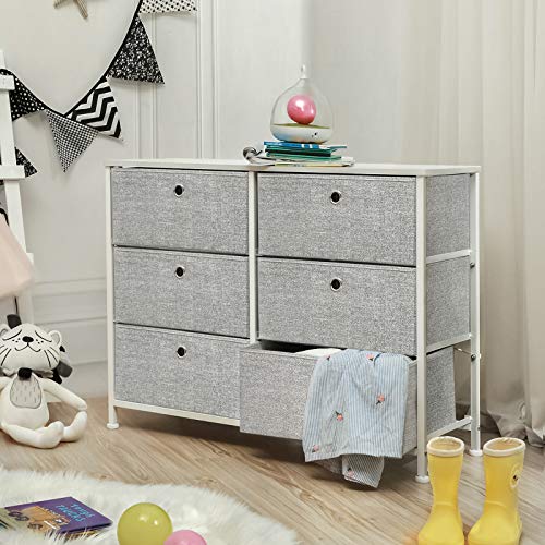 SONGMICS Storage Dresser with 6 Drawers for Closet, Nursery, Dorm Room, 31.5" L, Light Grey ULTS23W - Image 4
