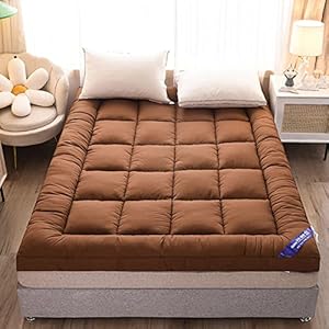 Traditionele Japanse Futon Matras, 4 inch Dikke Vloermatras Slapen Tatami Mat Oprollen Camping Matras, Draagbare Vloer Logeerbed,Bruin,Twin