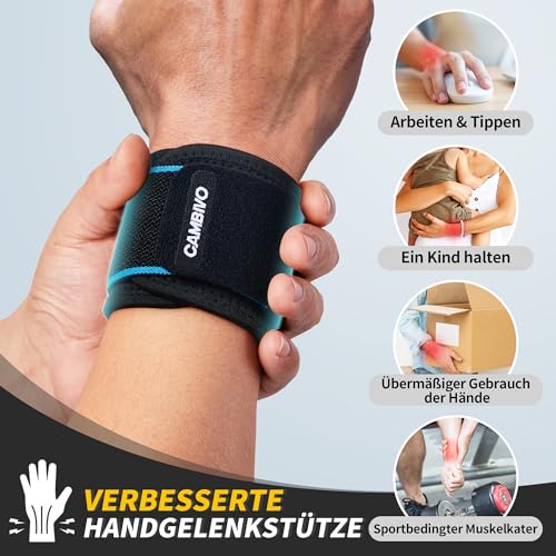 CAMBIVO Handgelenk Bandagen Krafttraining, 2 Stück Verstellbare Handgelenkstütze Sport, Wrist Wrap für Fitness, Gym, Sportschutz, Alltag