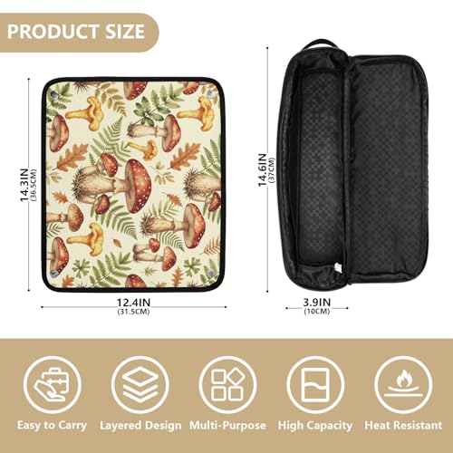 Bolsa de viaje resistente al calor para herramientas de cabello con cierre, impermeable y portátil, con patrón de hongo miniatura 4