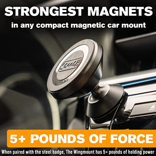 Scooch Magnetic Phone Mount For Car Compatible With Any Smartphone [Wingmount] Strong Magnets, Adjustable Magnetic Phone Holder For Car Dashboard, Works Best Cases (2022 Model) #TOP2