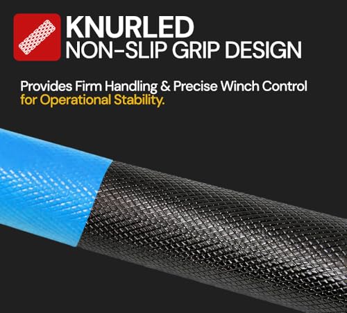 Image of Mytee Products 40 inch Combination Winch Bar for Flatbed Trailer - Black & Blue Powder Coated Carbon-Steel Combo Winch Bar with Non-Slip Handle & Square Head for Chain Lever Binders