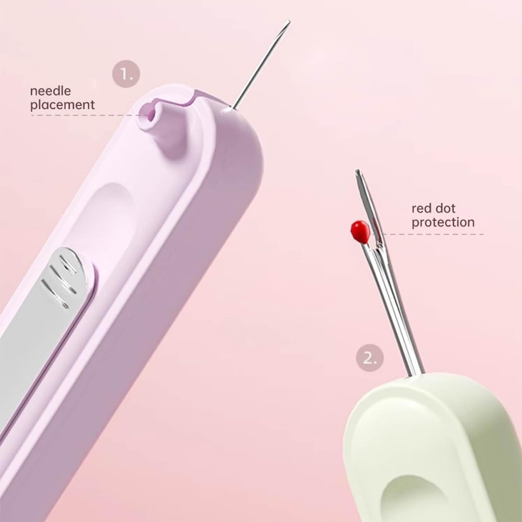 Herramienta 2 en 1 de enhebrador de agujas y desgarrador de costuras, removedor de hilo de aguja elástico para coser a mano, tejer, manualidades y suministros de acolchado, 2 piezas