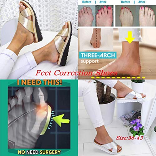 CHUANGE Sandália feminina corretora de joanete confortável, bico aberto, plataforma, correção, sem c