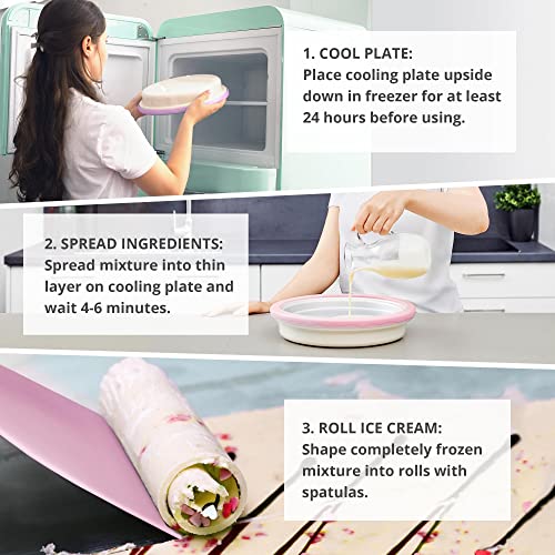 Monsterzeug Monsterzeug Rolleneismaschine, Eismaschine, Eisrollen-DIY-Set, Teppanyaki, Pink – Bild 4