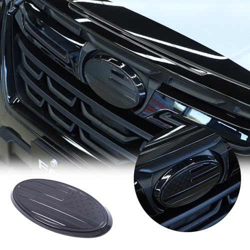 Image of Car Front Emblems Trim Cover Compatible with Subaru Outback 2021-2025，ABS Car Logo Trim Cover， Grille American Flag Decoration Emblems Accessories (Front)