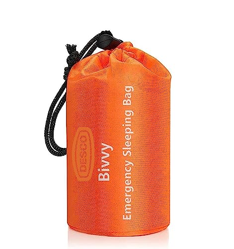 Emergency Sleeping Bag, Waterproof Lightweight Thermal Bivy Sack, Survival Blanket Bags Portable Nylon Sack for Camping, Hiking, Outdoor Pack of 1