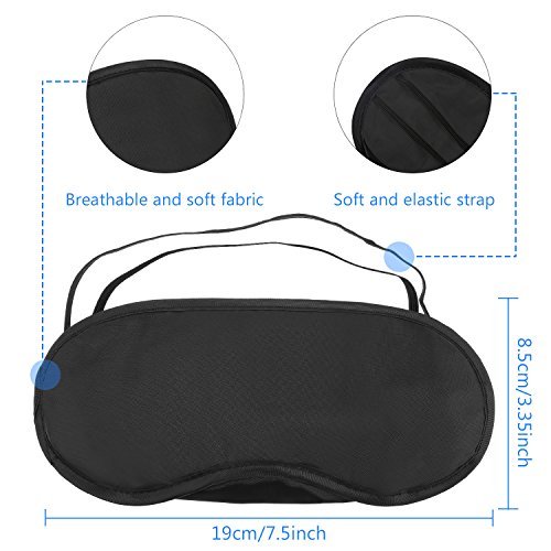 Hicarer 15 Pack Eye Mask Sleeping Blindfold Soft Eye Shade Cover with Nose Pad and Adjustable strap for Travel Sleep, Black