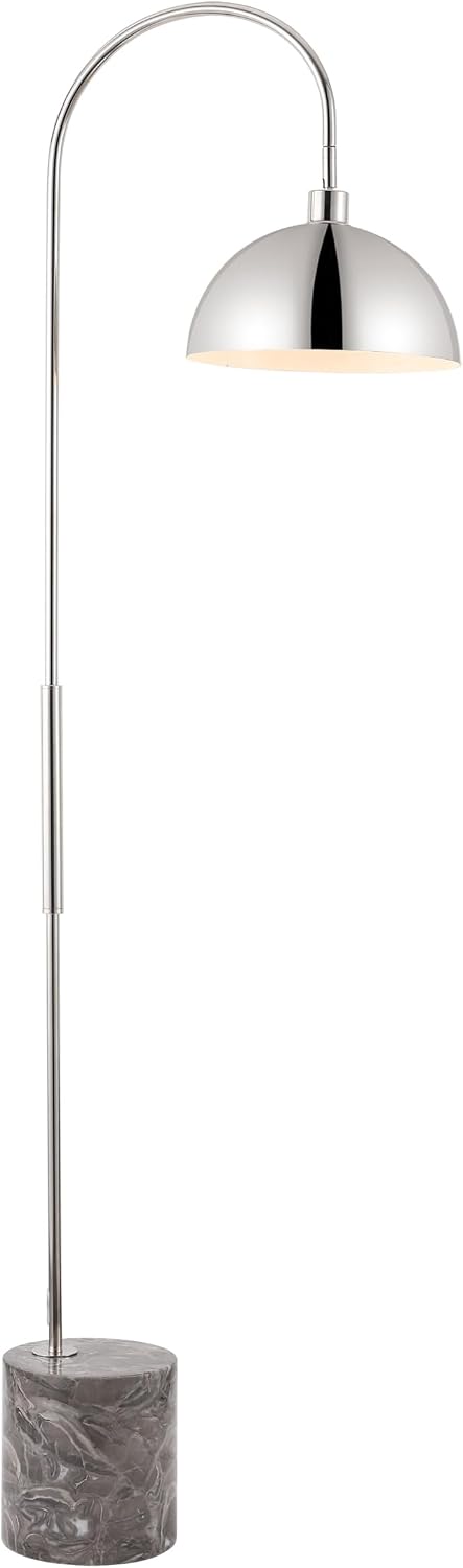 SAFAVIEH Couture Lighting Collection - Rosabellina Silver & Grey 68-Inch Dimmable Marble Floor Lamp, Modern Arched Metal Shade, LED Bulb Included (CTL1104B)
