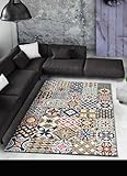 ATTICGO Alfombra de Pelo Corto Moar - Rectangular - Fibra sintética - Alfombra para salón y Dormitorio, de Estilo Geométrico - Multicolor 16192-140x200 cm