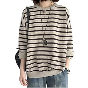 M-Elusé Women’s Striped Sweater, Available in 5 Colors, Large Size, Striped, Loose, Outerwear, Spring, Fall, Winter, Pullover, Buttons Included