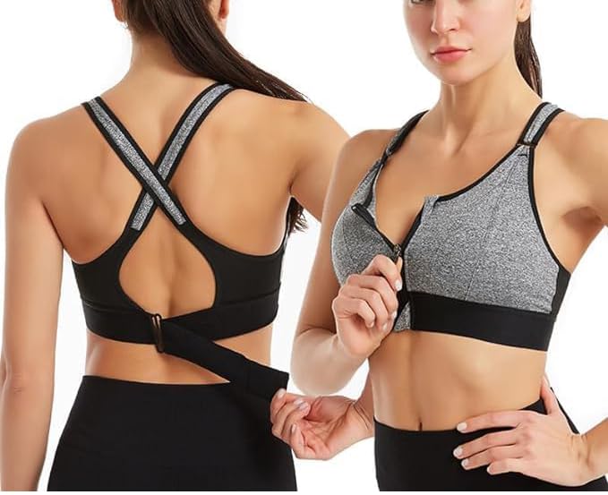 Women Polyester Spandex High Impact Front Zip Sports Bra Longline Fitness Criss Cross Back Crop Tops for Gym, Yoga & Workout - Size: M-4XL-image-24