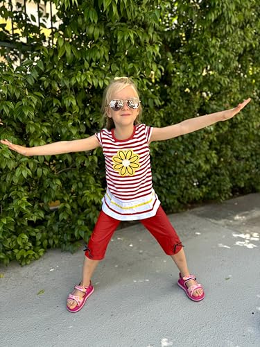 Image of LUKYCILD Baby Girls Summer Clothes Casual Clothing Suit Short Sleeve Striped T-Shirt +Pants