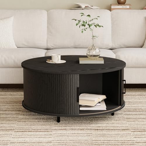 HOMPUS Round Coffee Table with Storage, 31.5