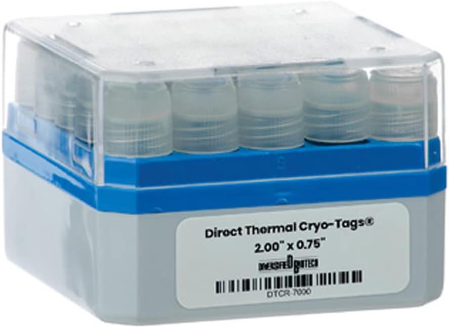 Diversified Biotech DTCR-7000-O Direct Thermal Cryo-Tags Label, 0.75" Width, 2.00" Length, Orange (Pack of 500)